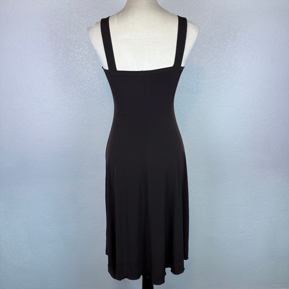 En Focus Studio Women's Chic Brown Ruched Asymmetrical V Neck Midi Dress Size 4 - Picture 5 of 9